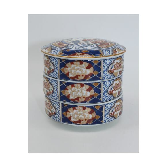 Otagiri Other - Vtg Otagiri Imari Japan Porcelain 3 Tier Stacking Bowls & Lid *In Original Box*